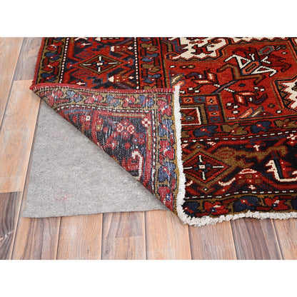 Heriz Worn Wool Hand Knotted Rug Red Brown 9.10X13.0 -O085569