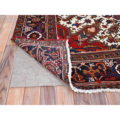 Heriz Worn Wool Hand Knotted Rug Red Admiral Blue 8.5X10.9 -O085572