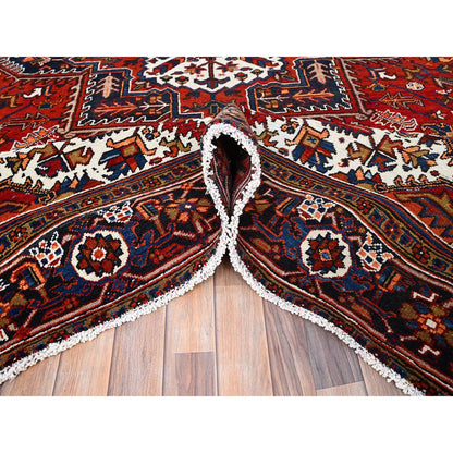 Heriz Worn Wool Hand Knotted Rug Red Admiral Blue 8.5X10.9 -O085572