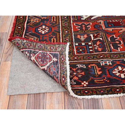 Heriz Worn Wool Hand Knotted Rug Red Gray 8.1X11.1 -O085581