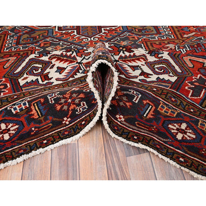 Heriz Worn Wool Hand Knotted Rug Red Gray 8.1X11.1 -O085581