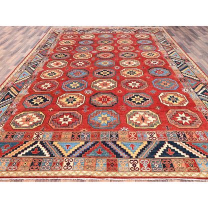 Tribal & Geometric Wool Hand Knotted Rug Red Blue 10.0X13.10 -O085590