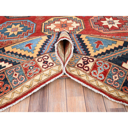 Tribal & Geometric Wool Hand Knotted Rug Red Blue 10.0X13.10 -O085590