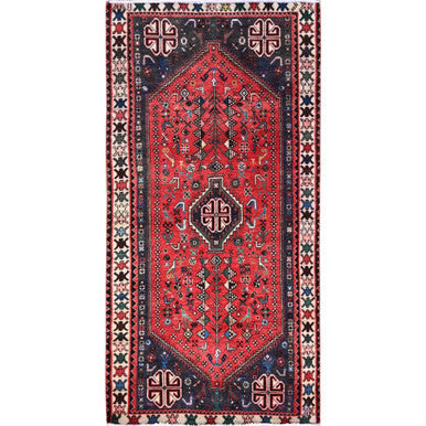 Overdyed & Vintage Wool Hand Knotted Rug Red 3.1x6.5 -O0855