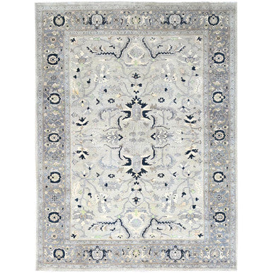 Heriz Wool Hand Knotted Rug Grey Gray 9.0X12.2 -O085603