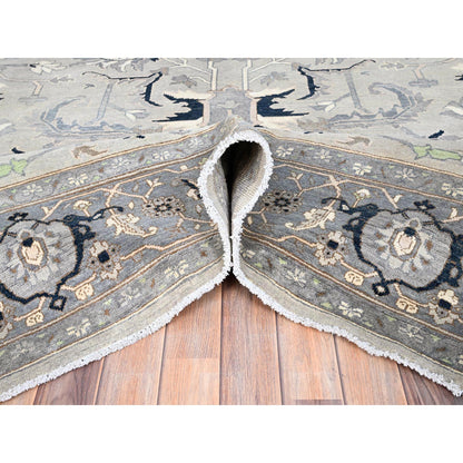 Heriz Wool Hand Knotted Rug Grey Gray 9.0X12.2 -O085603