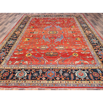 Heriz Wool Hand Knotted Rug Red Midnight Blue 8.10X11.8 -O085604