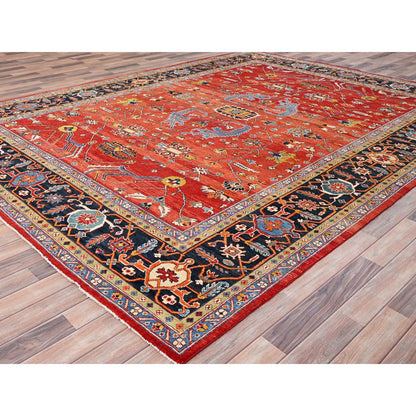 Heriz Wool Hand Knotted Rug Red Midnight Blue 8.10X11.8 -O085604