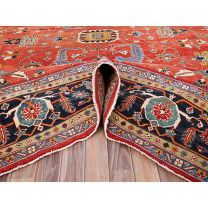 Heriz Wool Hand Knotted Rug Red Midnight Blue 8.10X11.8 -O085604