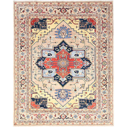 Heriz Wool Hand Knotted Rug Ivory Ivory 8.10X12.0 -O085606