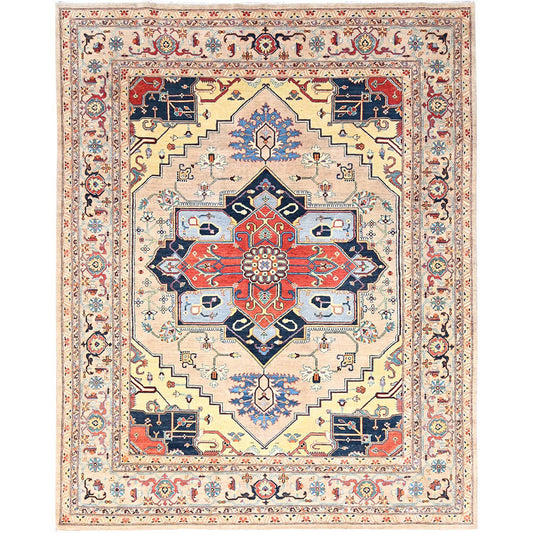 Heriz Wool Hand Knotted Rug Ivory Ivory 8.10X12.0 -O085606