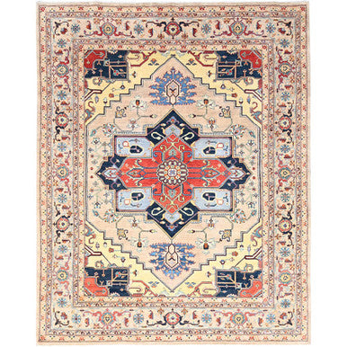 Heriz Wool Hand Knotted Rug Ivory Ivory 8.10X12.0 -O085606