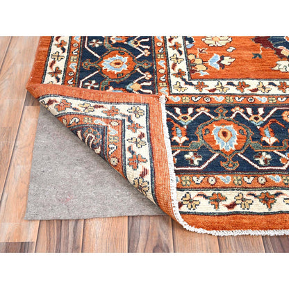Heriz Wool Hand Knotted Rug Orange Blue 9.0X11.9 -O085609