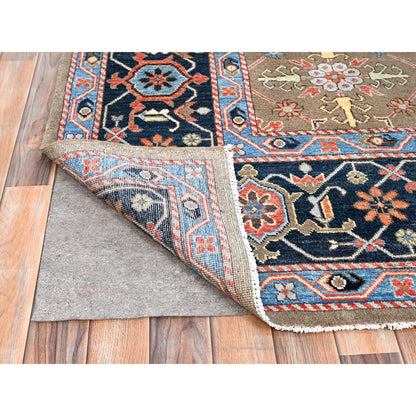 Heriz Wool Hand Knotted Rug Brown Blue 9.0X11.9 -O085634
