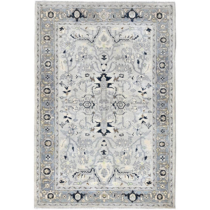 Heriz Wool Hand Knotted Rug Blue Blue 4.3X6.1 -O085638
