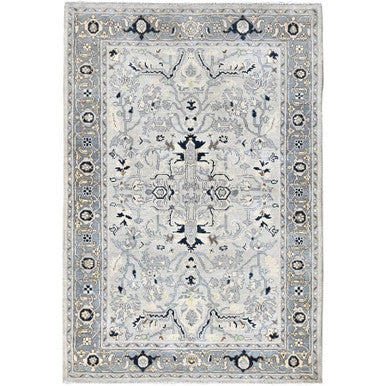 Heriz Wool Hand Knotted Rug Blue Blue 4.3X6.1 -O085638