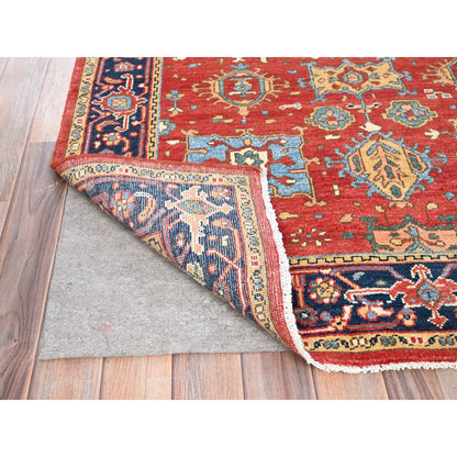Heriz Wool Hand Knotted Rug Red Blue 4.0X5.7 -O085639