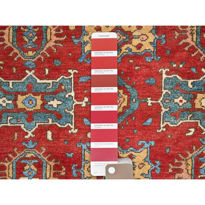 Heriz Wool Hand Knotted Rug Red Blue 4.0X5.7 -O085639