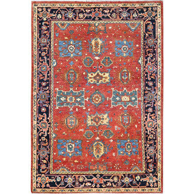 Heriz Wool Hand Knotted Rug Red Blue 3.10X5.7 -O085640