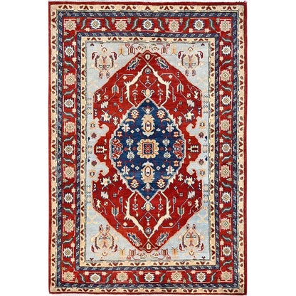 Heriz Wool Hand Knotted Rug Red Red 4.0X6.0 -O085641