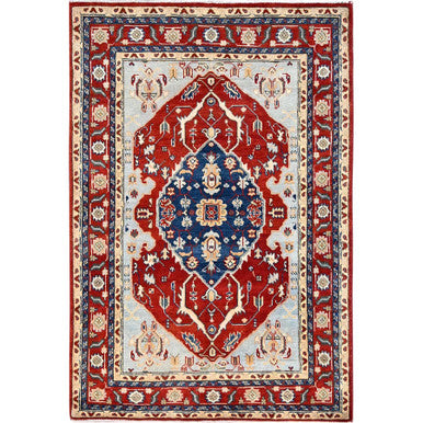 Heriz Wool Hand Knotted Rug Red Red 4.0X6.0 -O085641