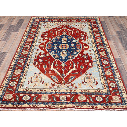 Heriz Wool Hand Knotted Rug Red Red 4.0X6.0 -O085641
