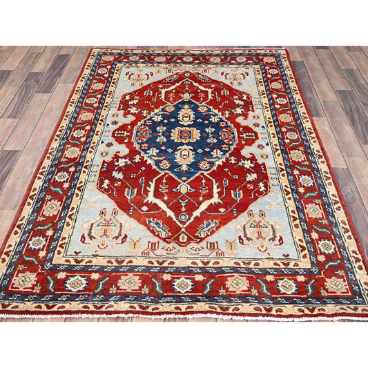 Heriz Wool Hand Knotted Rug Red Red 4.0X6.0 -O085641