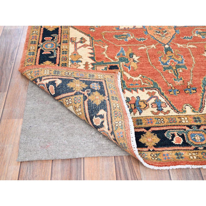Heriz Wool Hand Knotted Rug Orange Blue 4.1X5.9 -O085642