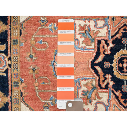 Heriz Wool Hand Knotted Rug Orange Blue 4.1X5.9 -O085642