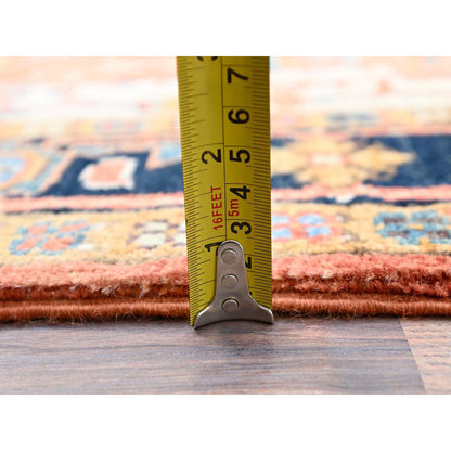 Heriz Wool Hand Knotted Rug Orange Blue 4.1X5.9 -O085642