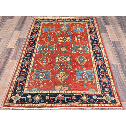 Heriz Wool Hand Knotted Rug Red Blue 3.0X4.10 -O085644