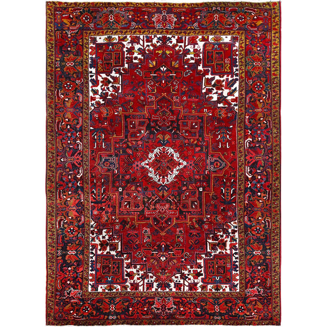 Red 8'2" x 11'10" Heriz Hand knotted Wool Rug - Sku: O085663