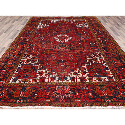Heriz Wool Hand Knotted Rug Red Red 8.2X11.10 -O085663
