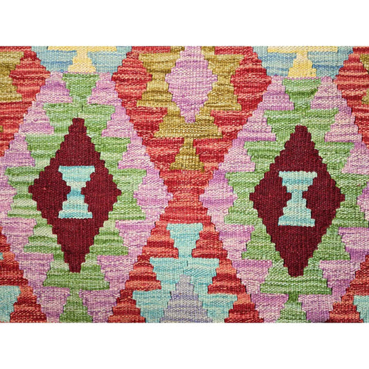 Flat Weave Wool Hand Woven Rug Multicolored Ivory 8.4X9.3 -O085694