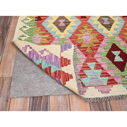 Flat Weave Wool Hand Woven Rug Multicolored Ivory 8.4X9.3 -O085694