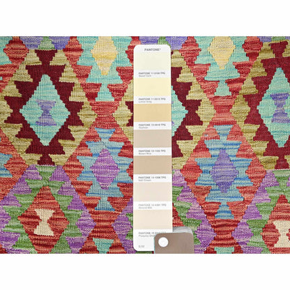 Flat Weave Wool Hand Woven Rug Multicolored Ivory 8.4X9.3 -O085694