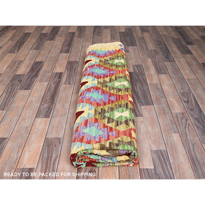 Flat Weave Wool Hand Woven Rug Multicolored Ivory 8.4X9.3 -O085694