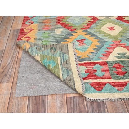 Flat Weave Wool Hand Woven Rug Blue No Border 6.7X9.9 -O085705