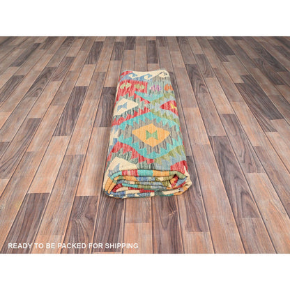 Flat Weave Wool Hand Woven Rug Blue No Border 6.7X9.9 -O085705