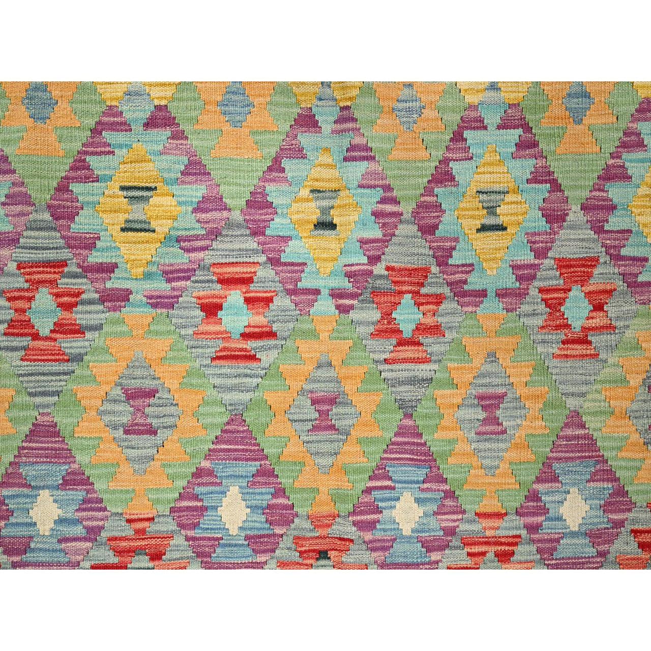 Purple 6'8" x 9'7" Flat Weave Hand woven Wool Rug -O085708