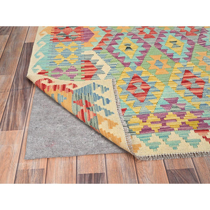 Flat Weave Wool Hand Woven Rug Purple No Border 6.8X9.7 -O085708