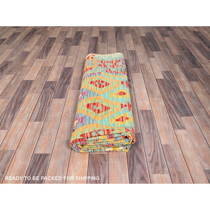 Flat Weave Wool Hand Woven Rug Purple No Border 6.8X9.7 -O085708