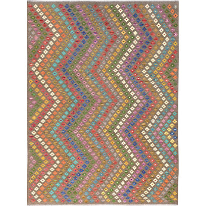 Flat Weave Wool Hand Woven Rug Red No Border 7.0X9.8 -O085710