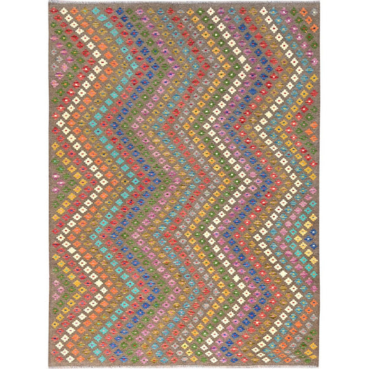 Flat Weave Wool Hand Woven Rug Red No Border 7.0X9.8 -O085710