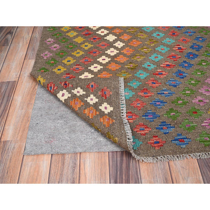 Flat Weave Wool Hand Woven Rug Red No Border 7.0X9.8 -O085710