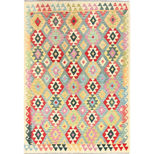 Flat Weave Wool Hand Woven Rug Red No Border 6.8X9.5 -O085713