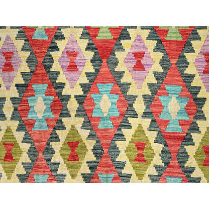 Flat Weave Wool Hand Woven Rug Red Mustard 6.9X9.7 -O085717