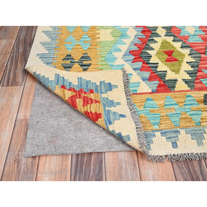 Flat Weave Wool Hand Woven Rug Red Mustard 6.9X9.7 -O085717