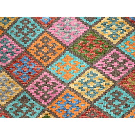 Flat Weave Wool Hand Woven Rug Pink No Border 6.8X9.9 -O085719