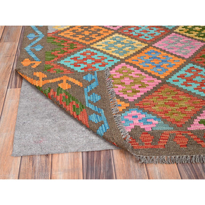 Flat Weave Wool Hand Woven Rug Pink No Border 6.8X9.9 -O085719